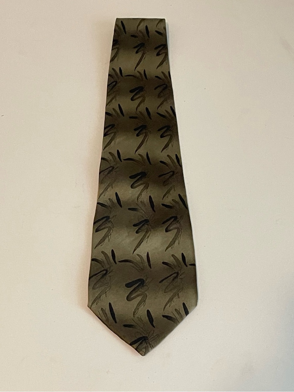 Vintage J. Garcia 100% Silk Tie Collection 15 Tree Olive Green Abstract